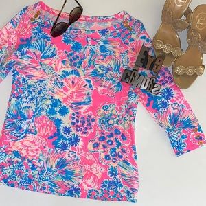 🌴LILLY PULITZER Boatneck/ 3/4 Sleeve Top